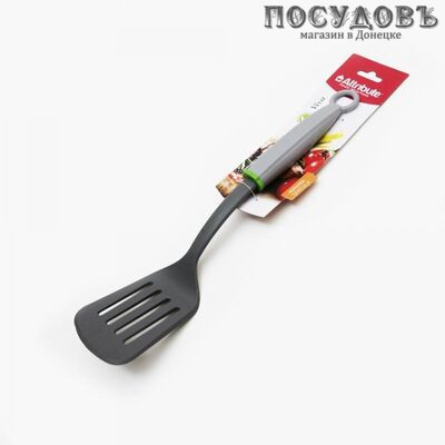 Attribute "Viva Grey" AGV011, лопатка с прорезями, 340×80 мм, нейлон, пластиковая ручка, на блистере 1 шт