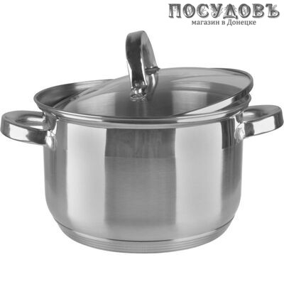 Webber BE-112/2 кастрюля объемом 4 л, нержавеющая сталь, цвет матовый, с крышкой, Россия