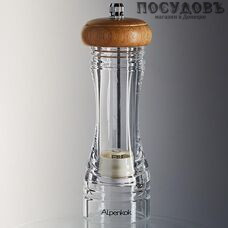 Alpenkok AK-7110K мельница для специй, Ø50×165 мм, материал прозрачный акрил, деревянная крышка, керамические жернова, в упаковке 1 шт