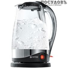 VITEK VT-1102 электрочайник, 2200 Вт, 1 700 мл, стекло термостойкое, гарантия 1 год