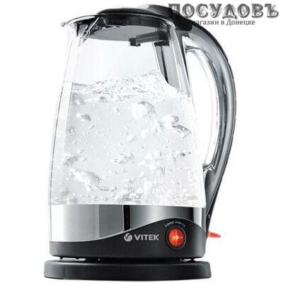 VITEK VT-1102 электрочайник, 2200 Вт, 1 700 мл, стекло термостойкое, гарантия 1 год