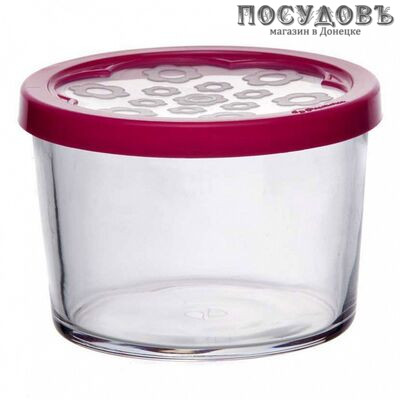 Pasabahce Basic 42230SLBFK банка для хранения с крышкой цвета фуксия, 90×90×60 мм, 220 мл, стекло