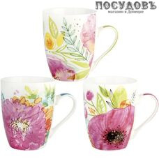 Коралл Цветы акварель YQ1693 кружка, цвет белый с рисунком, 340 мл, фарфор 1 шт.