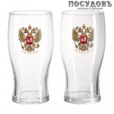 ДекоСтек Орёл 304/2-Д, стакан пивной, Ø84×160 мм 500 мл, материал стекло, Россия, в упаковке 2 шт.