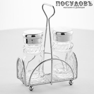Webber BE-0028 набор для специй (солонка, перечница, подставка) 100×50×140 мм, 80 мл, Россия, в упаковке 3 пр.