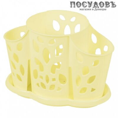 Plast Team Камелия NP4058ВН сушилка для столовых приборов с поддоном, полипропилен, 177×110×130 мм, цвет желтый, 2 пр.