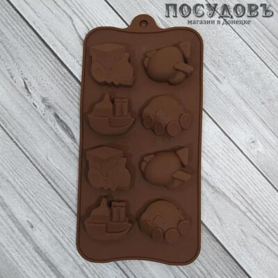 КНР Игрушки ck3-45-71 форма для шоколадных конфет, силикон термостойкий, 210×115×20 мм, коричневый