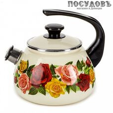 КМК 43604-102/6-У4 чайник со свистком, 2,0 л, сталь эмалированная, цвет: слоновая кость