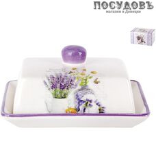 Коралл Лаванда ZFC425-39 масленка с крышкой, 165×120×100 мм, доломит, в упаковке 2 пр.