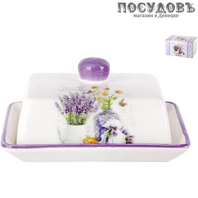 Коралл Лаванда ZFC425-39 масленка с крышкой, 165×120×100 мм, доломит, в упаковке 2 пр.