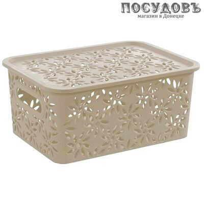 Violet Ромашка 4627106331713 корзина с крышкой, полипропилен, 173×235×105 мм, 3,0 л, цвет латте
