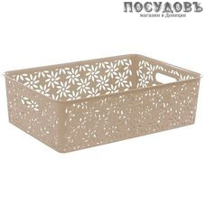 Violet Ромашка 4627106332437 корзина с крышкой, полипропилен, 245×350×105 мм, 7,5 л, цвет латте
