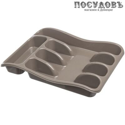 Violet 4627106338767 лоток для столовых приборов, 5 секции, 330×258×54 мм, полипропилен, цвет капучино