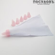 Webber BE-0352 мешок кондитерский с насадками, цвет белый с темно-розовым 7 пр.