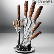 Alpenkok AK-2112 ножи в наборе (5 ножей; мусат; ножницы кухонные; подставка), сталь нержавеющая, 7 пр.