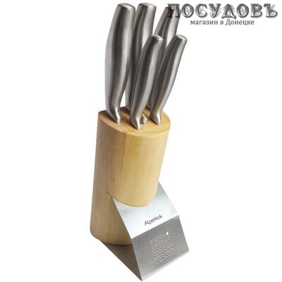 Alpenkok AK-2103 ножи в наборе (5 ножей; подставка), сталь нержавеющая, 6 пр.