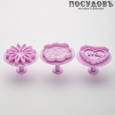 Webber BE-0363 Ромашка, Розочка, Love плунжеры кондитерские в наборе, пластик, лавандовый цвет
