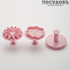 Webber BE-0363 Ромашка, Розочка, Love плунжеры кондитерские в наборе, пластик, темно-розовый цвет