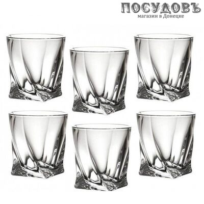 Crystalex Bohemia Quadro 9K7/2K936/0/99A44/340-669, стакан низкий 340 мл, стекло, в упаковке 6 шт.