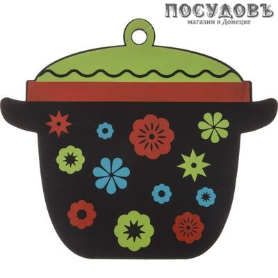 Agness 710-292 подставка под горячее 160×190 мм, силикон, черный с рисунком цвет 1 шт.