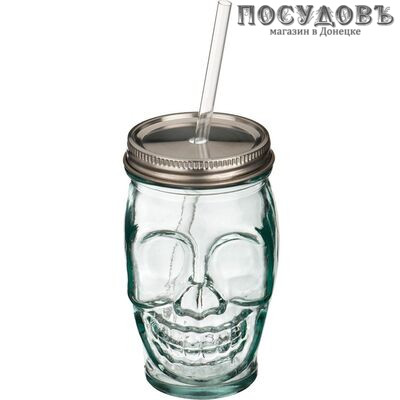 Agness Череп 600-700, банка для смузи 450 мл, материал стекло 3 пр.