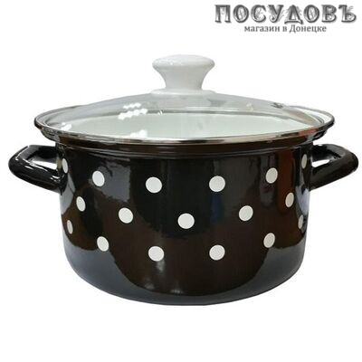 КМК 92315-533/4.02 кастрюля с крышкой, черный, сталь эмалированная, 1,9 л мм, 2 пр.