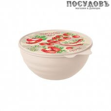 Phibo Wave 4332453 миска с крышкой, полипропилен, 0,85 л, Ø150×70 мм, зеленый, бежевый