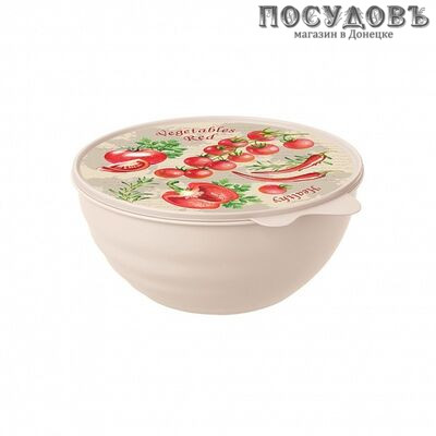 Phibo Wave 4332453 миска с крышкой, полипропилен, 0,85 л, Ø150×70 мм, зеленый, бежевый