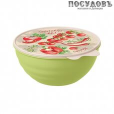 Phibo Wave 4332452 миска с крышкой, полипропилен, 1,55 л, Ø180×90 мм, зеленый, бежевый