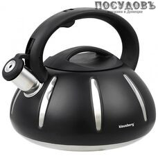 Klausberg KB-7548 чайник со свистком, 3,0 л, сталь нержавеющая, черный матовый
