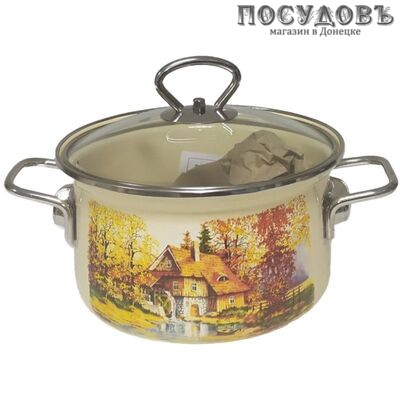 КМК 72304-532/4.01 кастрюля с крышкой 1,9 л, сталь эмалированная, цвет слоновой кости