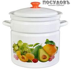 КМК Авокадо 41804-192/6-У2 кастрюля с крышкой 7,0 л, сталь эмалированная, цвет слоновой кости с рисунком