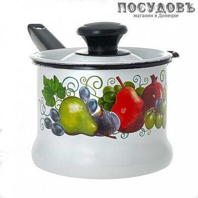 КМК 90204-072/4 Эквадор ковш с крышкой 1,0 л, сталь эмалированная, Ø140 мм, 2 пр.
