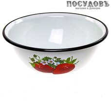 КМК Садовая клубника 40304-072/5 миска, сталь эмалированная, 1,0 л, белый с рисунком