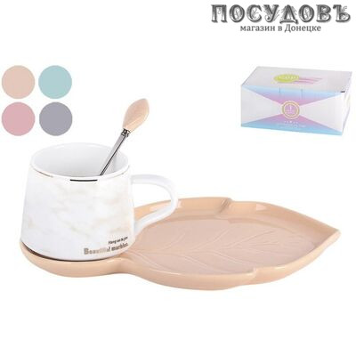 Коралл Beautifull marble 5115 набор чайный, 250 мл, фарфор, микс 3 пр.