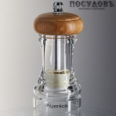 Alpenkok AK-7142K ручная мельница для специй, Ø50×115 мм, корпус акрил и дерево, керамические жернова, в упаковке 1 шт
