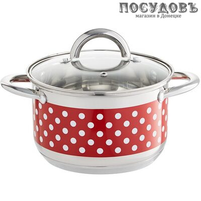 Webber ВЕ-179/2 кастрюля с крышкой красный с белым, сталь нержавеющая, 6,6 л, Ø240×145 мм, 2 пр.
