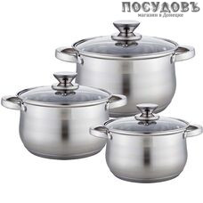 Webber BE-614/6 набор посуды, 3 кастрюли с крышками, сталь нержавеющая, 6 пр.