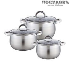 Webber BE-616/6 набор кастрюль, 3 кастрюли 2,1; 2,9; 3,9 л с крышками, сталь нержавеющая, 6 пр.