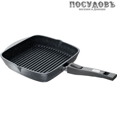 Мечта Гранит 064701 сковорода-гриль Ø240×50 мм, алюминий литой, гранитное покрытие Greblon, съемная ручка
