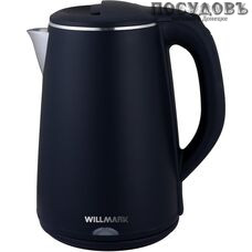 WillMark WEK-2002PS электрочайник, 2000 Вт, 2000 мл, двойной нержавейка/пластик, цвет черный