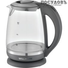 WillMark WEK-2005G электрочайник, 2200 Вт, 2000 мл, стекло термостойкое, подсветка, цвет серый