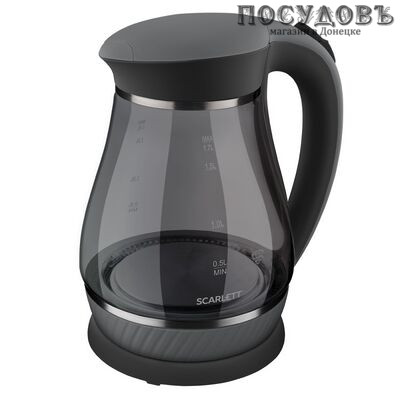 Scarlett SC-EK27G82 электрочайник, 2200 Вт, 1700 мл, стекло термостойкое, подсветка, цвет черный