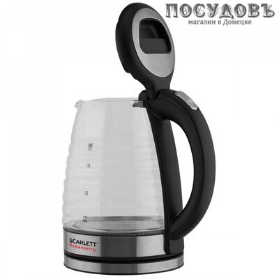Scarlett Rowanberry SC-EK27G87 электрочайник, 2000 Вт, 1700 мл, стекло термостойкое, подсветка, цвет стальной