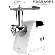Pioneer MG109 мясорубка электрическая с насадками 1800 Вт, 1,8 кг/мин, цвет белый