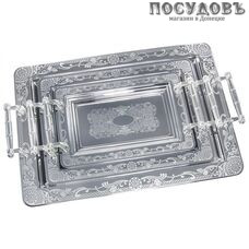 KING Hoff KH-4741 подносы в наборе, сталь нержавеющая, 462×336, 354×259, 279×189 мм, стальной 3 пр.