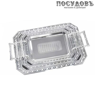 KING Hoff KH-4742 подносы в наборе, сталь нержавеющая, 435×300, 355×250, 292×202 мм, стальной 3 пр.