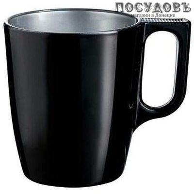 Luminarc Flashy Breakfast P2244 кружка, 250 мл, стекло упрочненное, черный, Франция