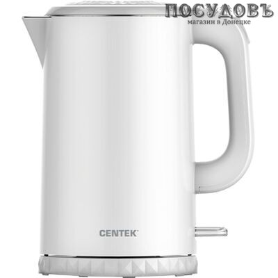 Centek CT-0020 White электрочайник, 2200 Вт, 1700 мл, двойной нержавейка/пластик, белый