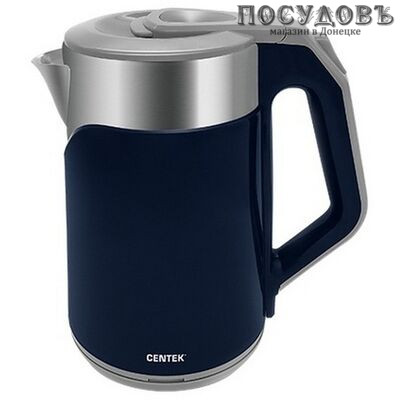 Centek CT-0023  электрочайник, 2000 Вт, 2 000 мл, двойной нержавейка/пластик, цвет синий